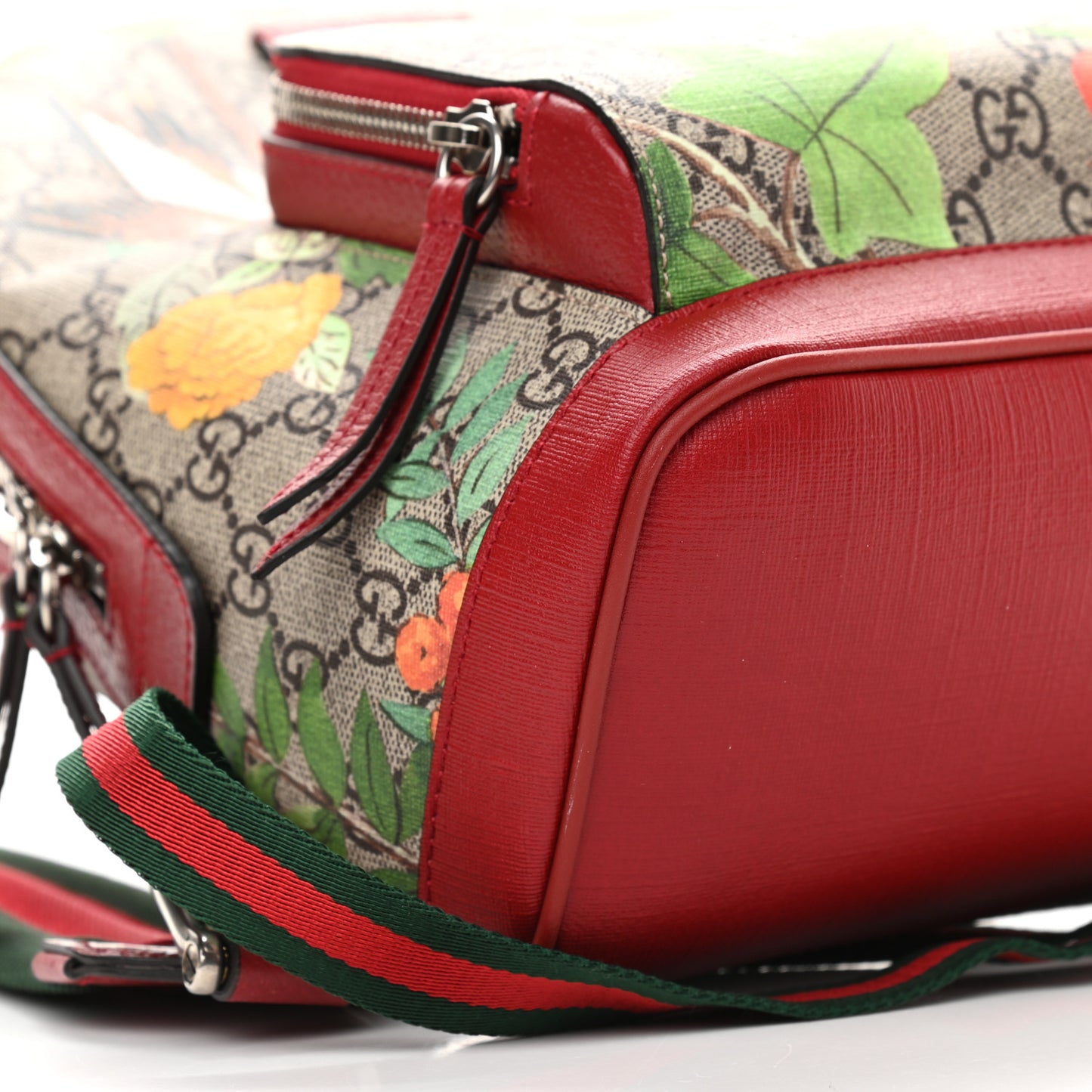 GG Supreme Monogram Tian Web Small Day Backpack Beige Multicolor Red