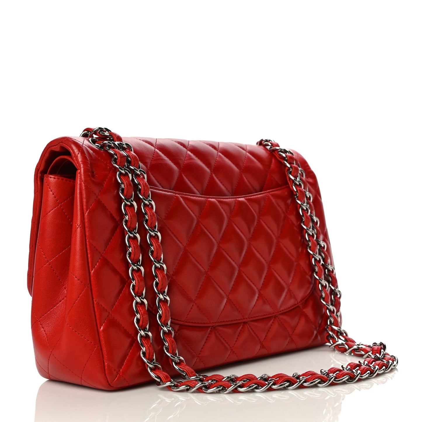 Lambskin Quilted Jumbo Double Flap Red