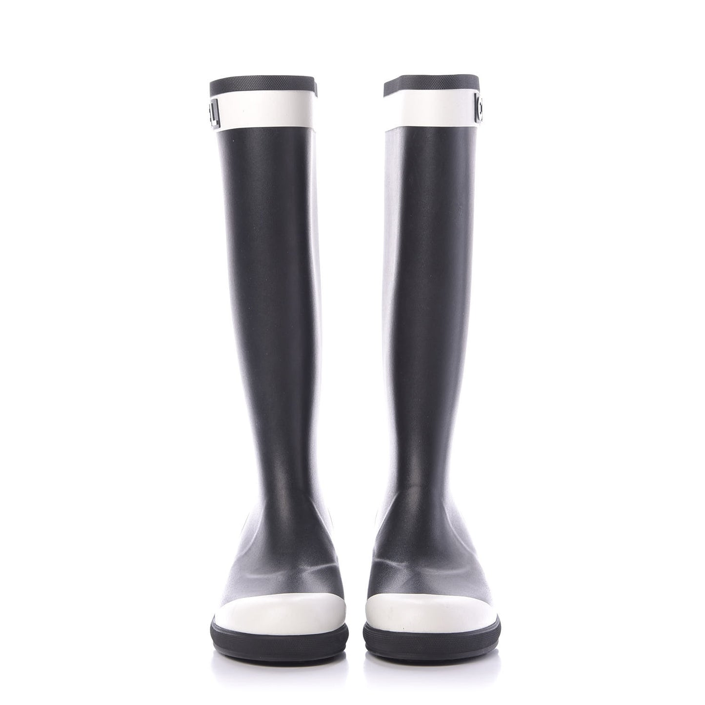 Rubber Logo Rain Boots 40 Black White