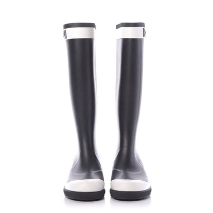 Chanel Rubber Logo Rain Boots 40 Black White 2 of 9