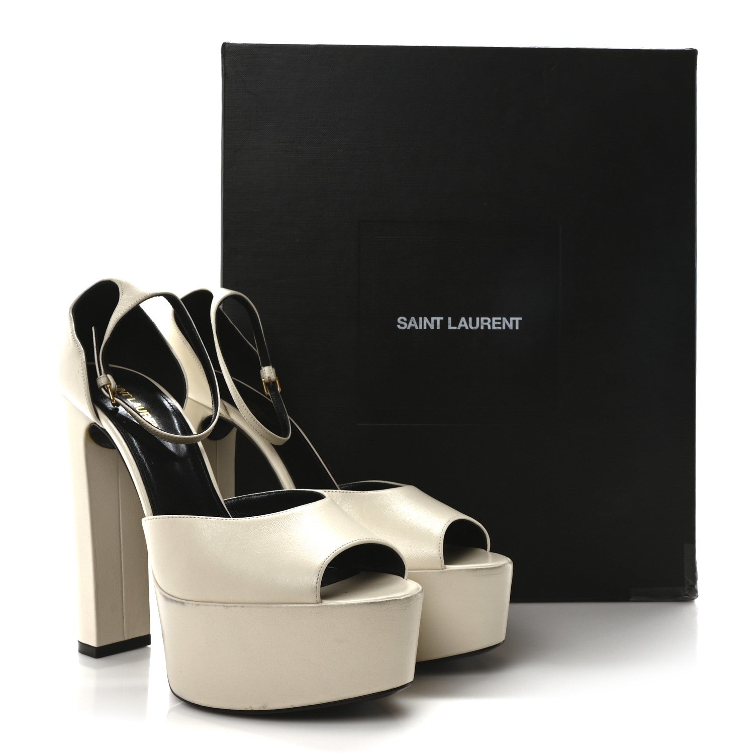 Saint Laurent Goatskin Belfagor Jodie 95 Platform Sandals  41 Pearl 9 of 9