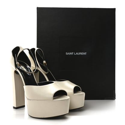 Saint Laurent Goatskin Belfagor Jodie 95 Platform Sandals  41 Pearl 9 of 9