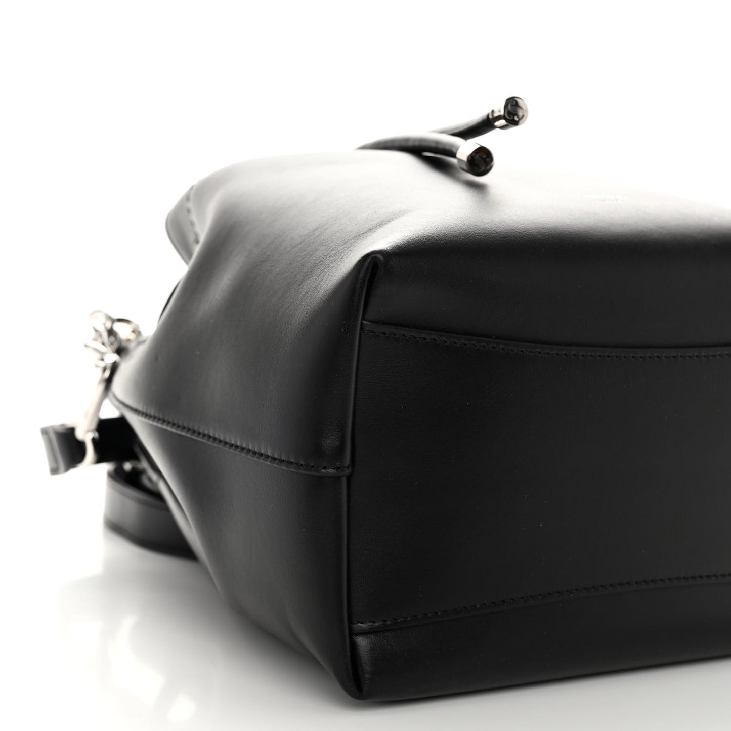 Smooth Shiny Calfskin Bon Bon Bucket Bag Black