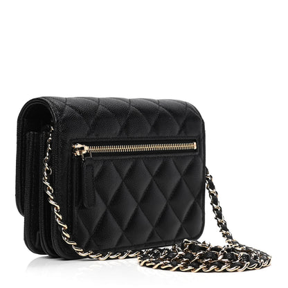 Chanel Caviar Quilted Mini Wallet On Chain WOC Black 2 of 4