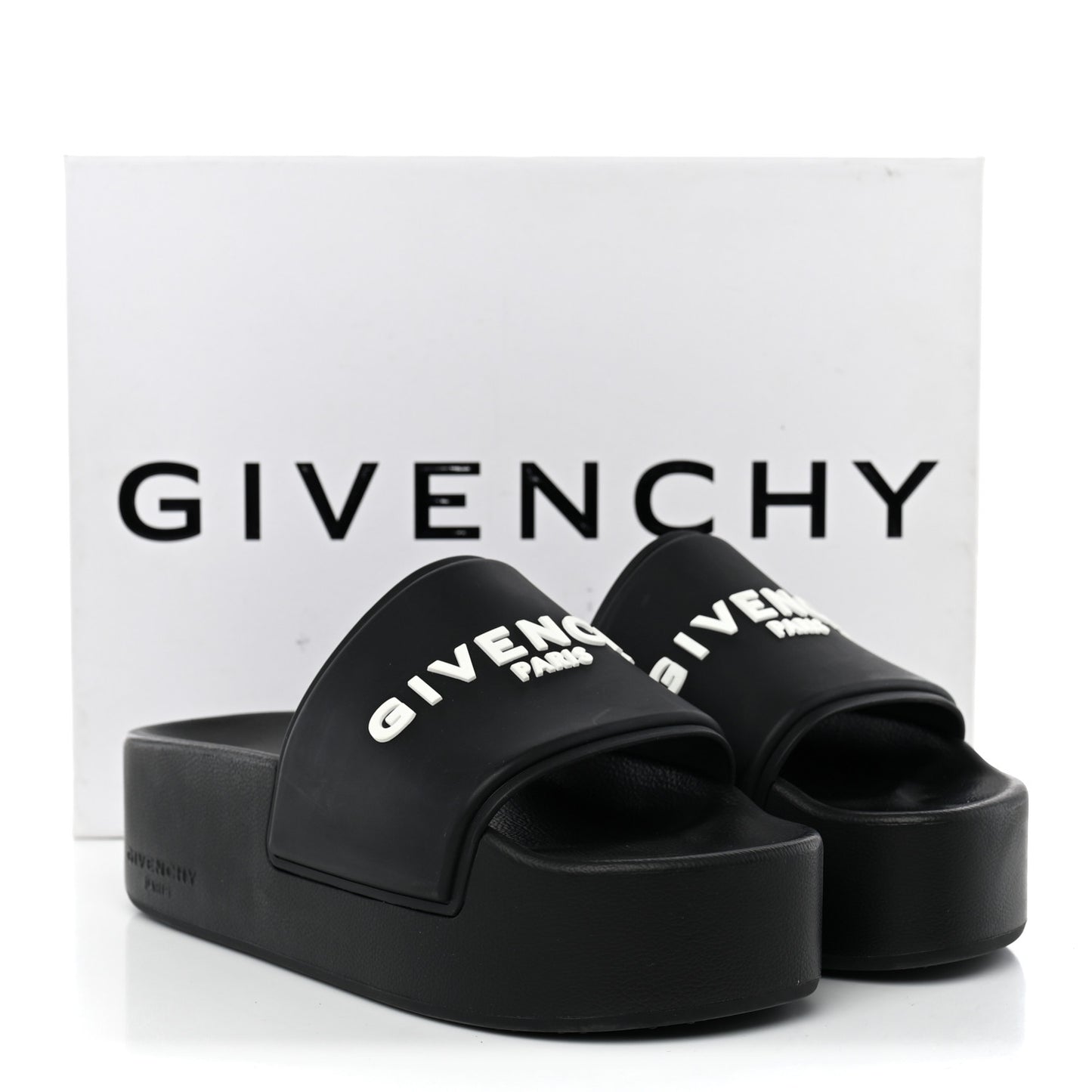 Rubber Logo Platform Slides 39 Black