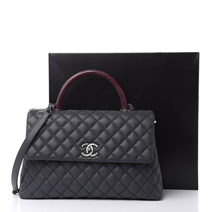 Chanel Caviar Lizard Quilted Medium Coco Handle Flap Grey 11 of 11