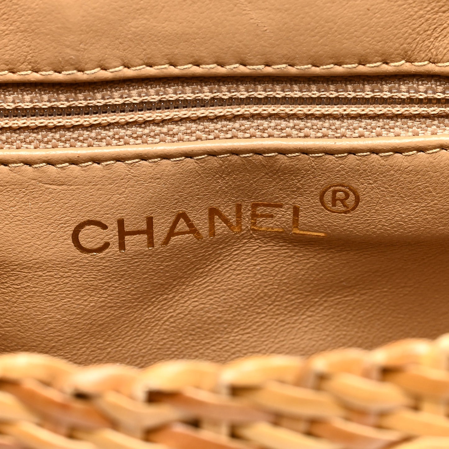 Lambskin Straw Basket Shoulder Bag Beige