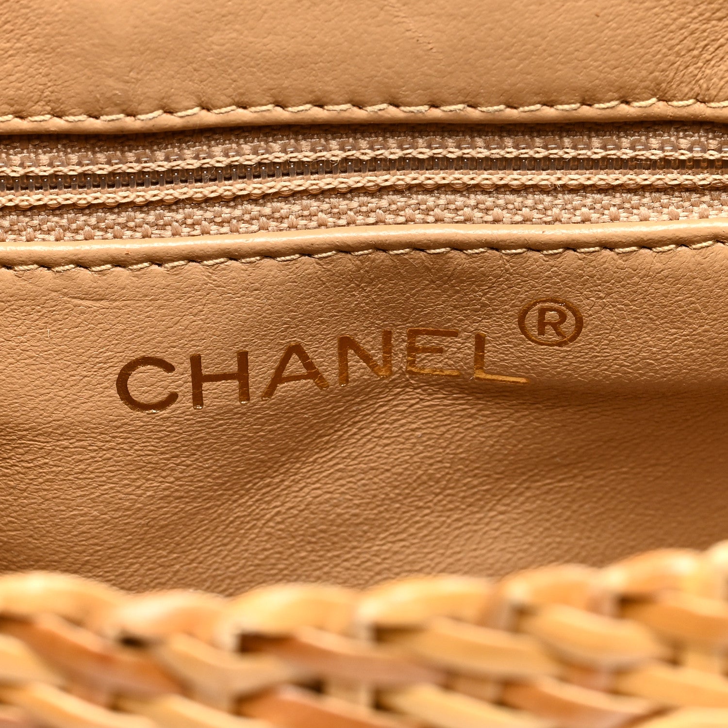 Chanel Lambskin Straw Basket Shoulder Bag Beige 6 of 11