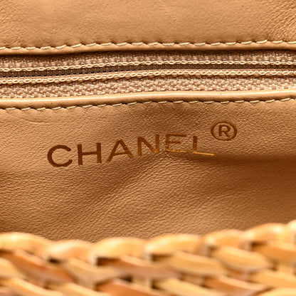 Chanel Lambskin Straw Basket Shoulder Bag Beige 6 of 11