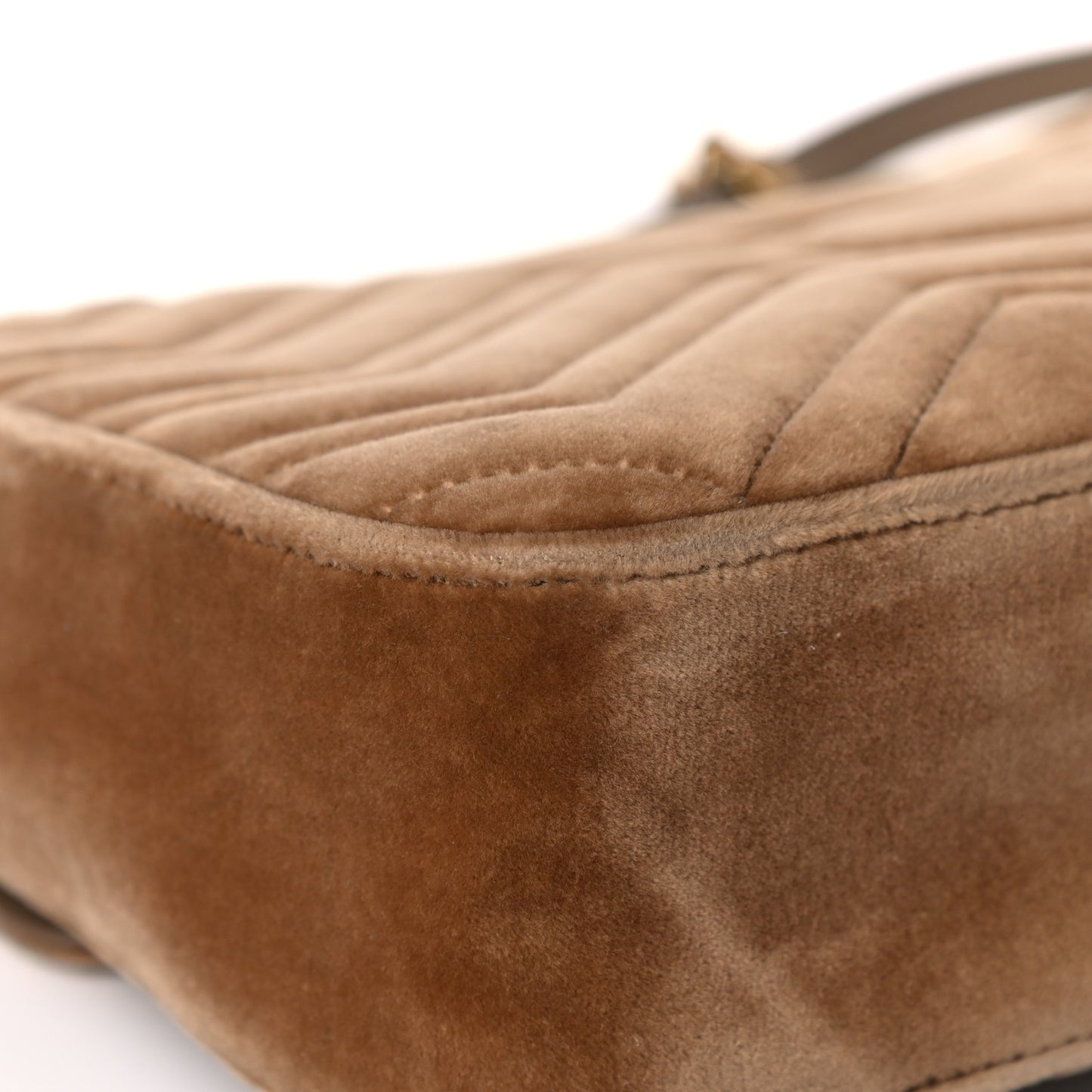 Velvet Matelasse Medium GG Marmont Shoulder Bag Taupe
