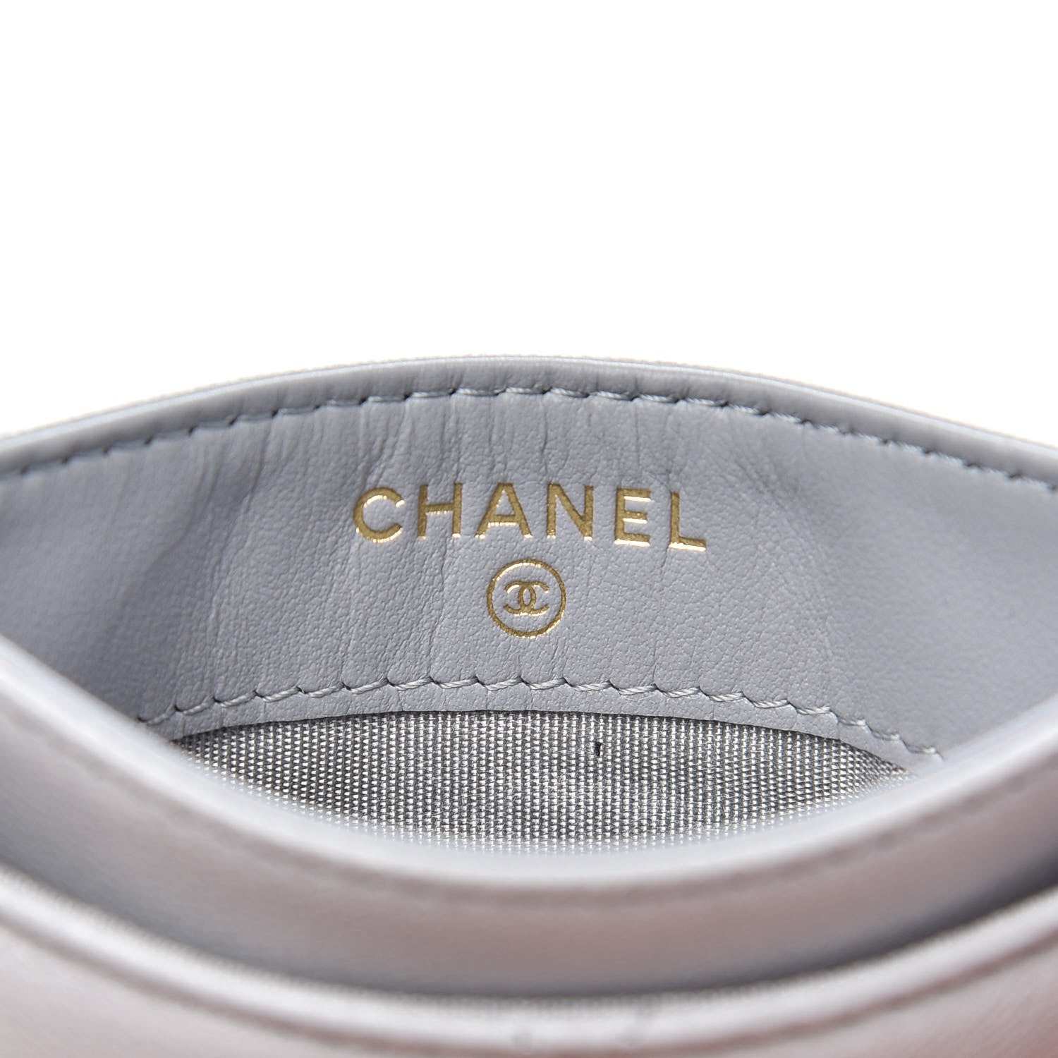Chanel Shiny Goatskin Quilted 19 Card Holder Grey 6 of 9