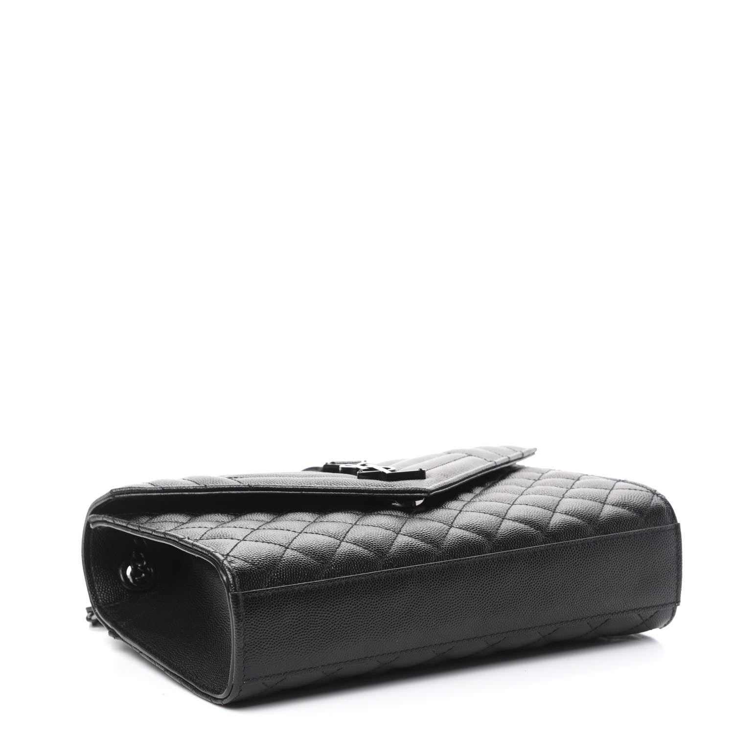 Saint Laurent Grain De Poudre Textured Mixed Matelasse Triquilt Medium Monogram Satchel Black 4 of 10
