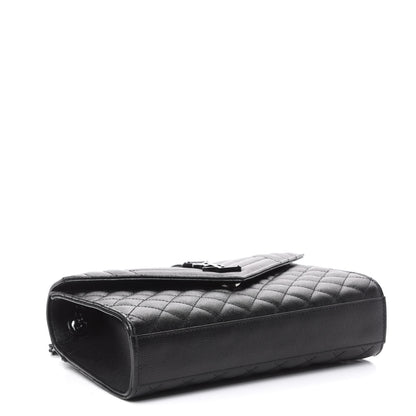 Saint Laurent Grain De Poudre Textured Mixed Matelasse Triquilt Medium Monogram Satchel Black 4 of 10