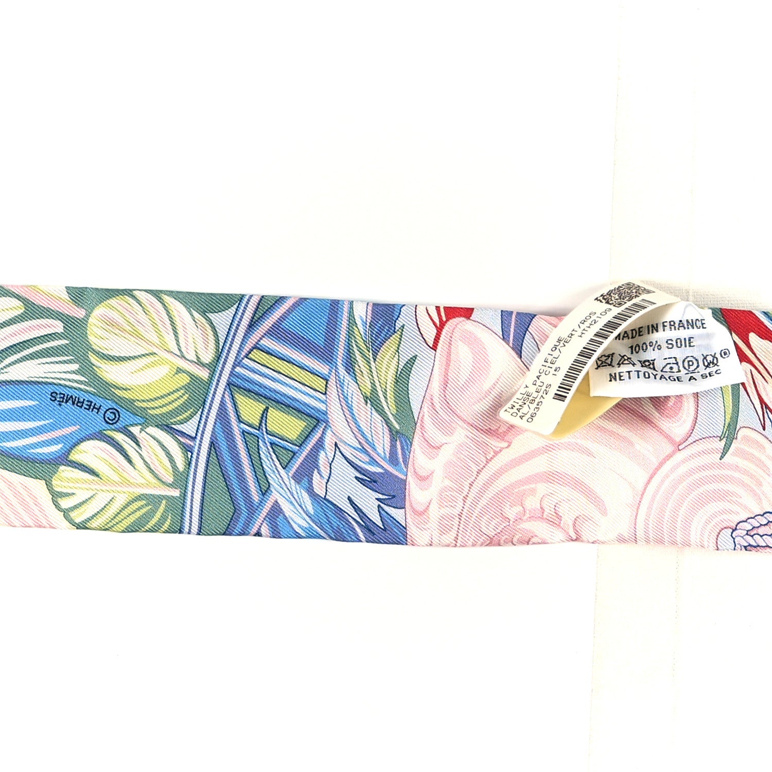 Hermes Silk La Danse Pacifique Twilly Bleu Ciel Vert Rose 3 of 3