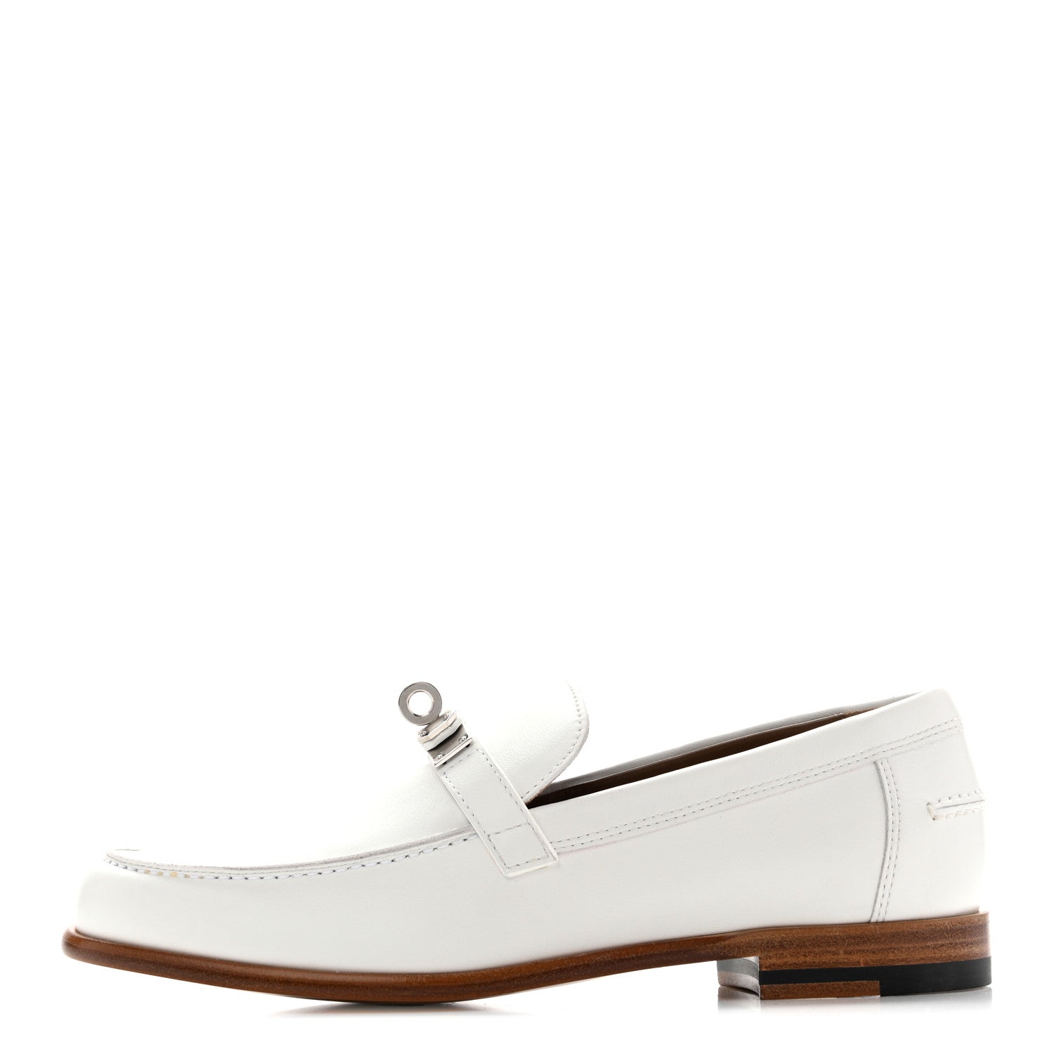 Hermes Calfskin Womens Destin Loafers 36 White 1 of 12