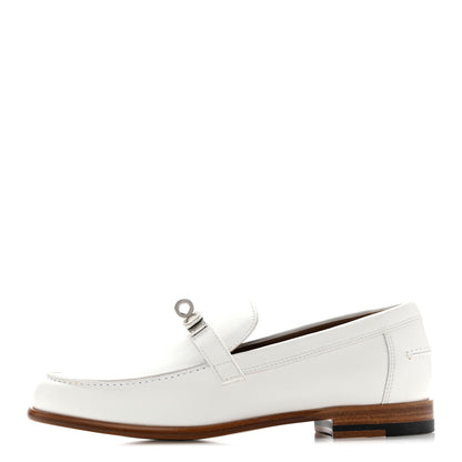 Hermes Calfskin Womens Destin Loafers 36 White 1 of 12