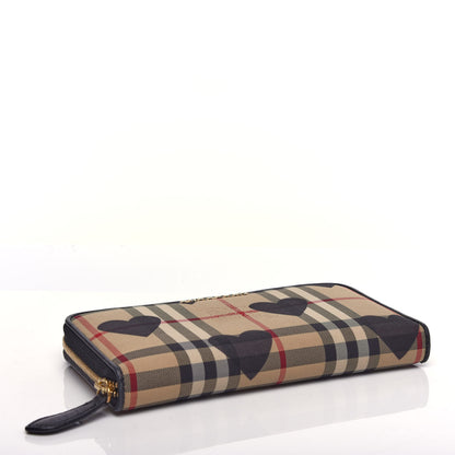 Burberry Haymarket Check Heart Print Zip Around Wallet Black 4 of 9