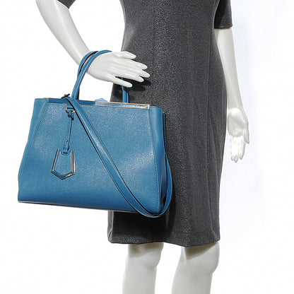 Fendi Vitello Elite Medium 2Jours Tote Turquoise 2 of 9
