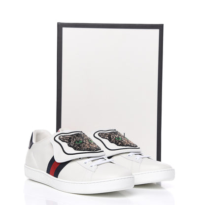 Gucci Calfskin Sequins Web Cat Womens Ace Sneakers 40 White 11 of 11