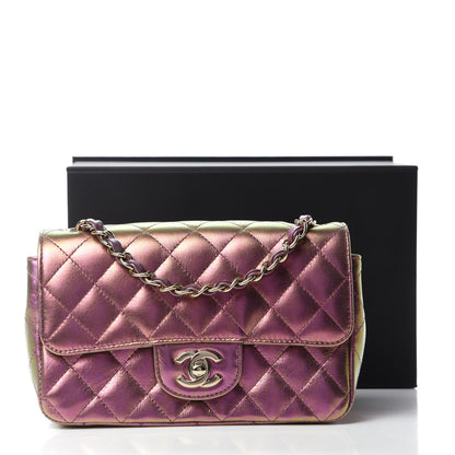 Chanel Iridescent Lambskin Quilted Mini Rectangular Flap Purple 11 of 11