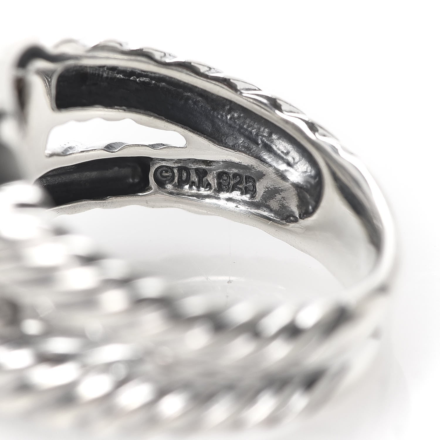 David Yurman Sterling Silver Diamond Hematite 11mm Albion Ring 52 6 5 of 5