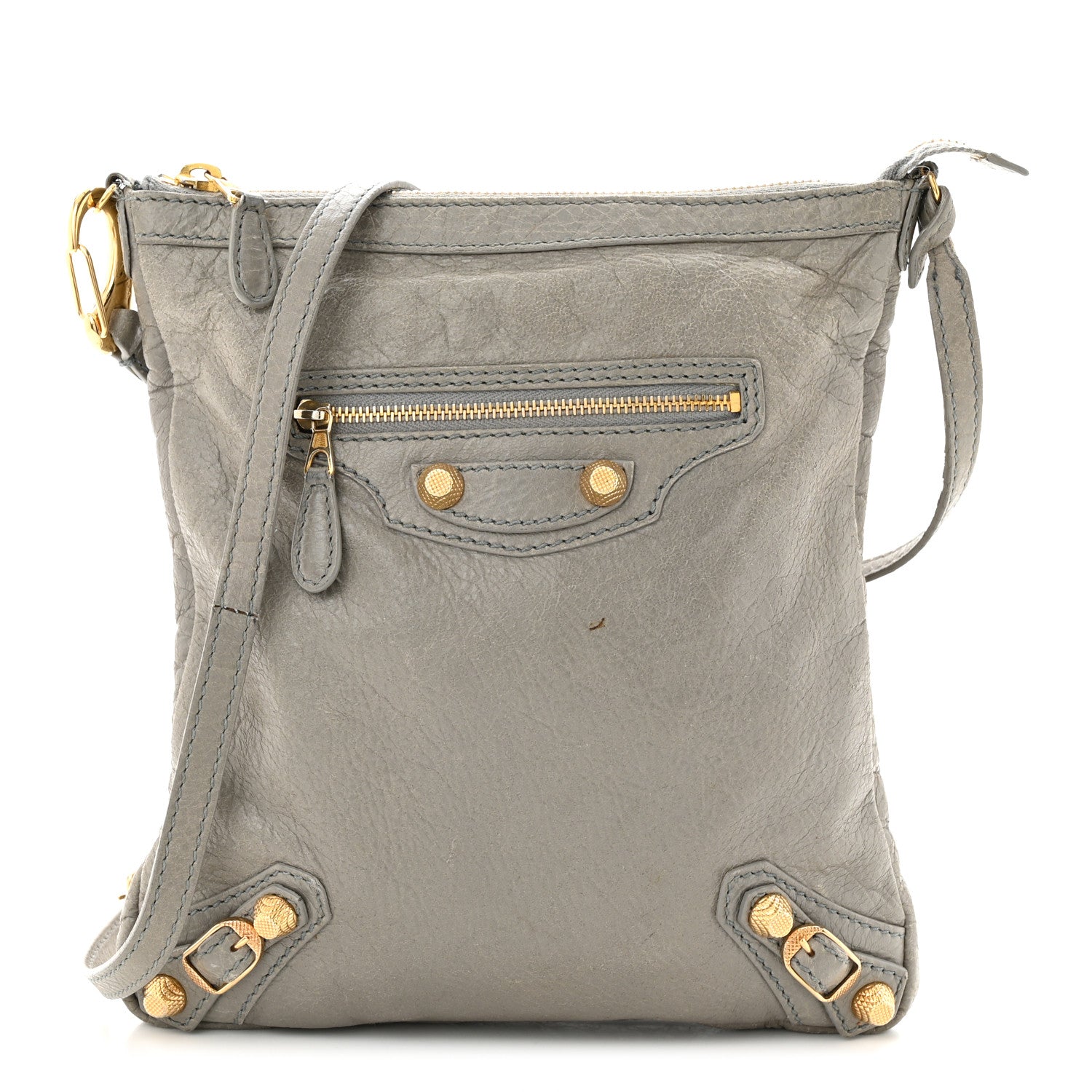 Balenciaga Agneau Giant 12 Gold Hardware Flat Crossbody Gris Pyrite 1 of 16