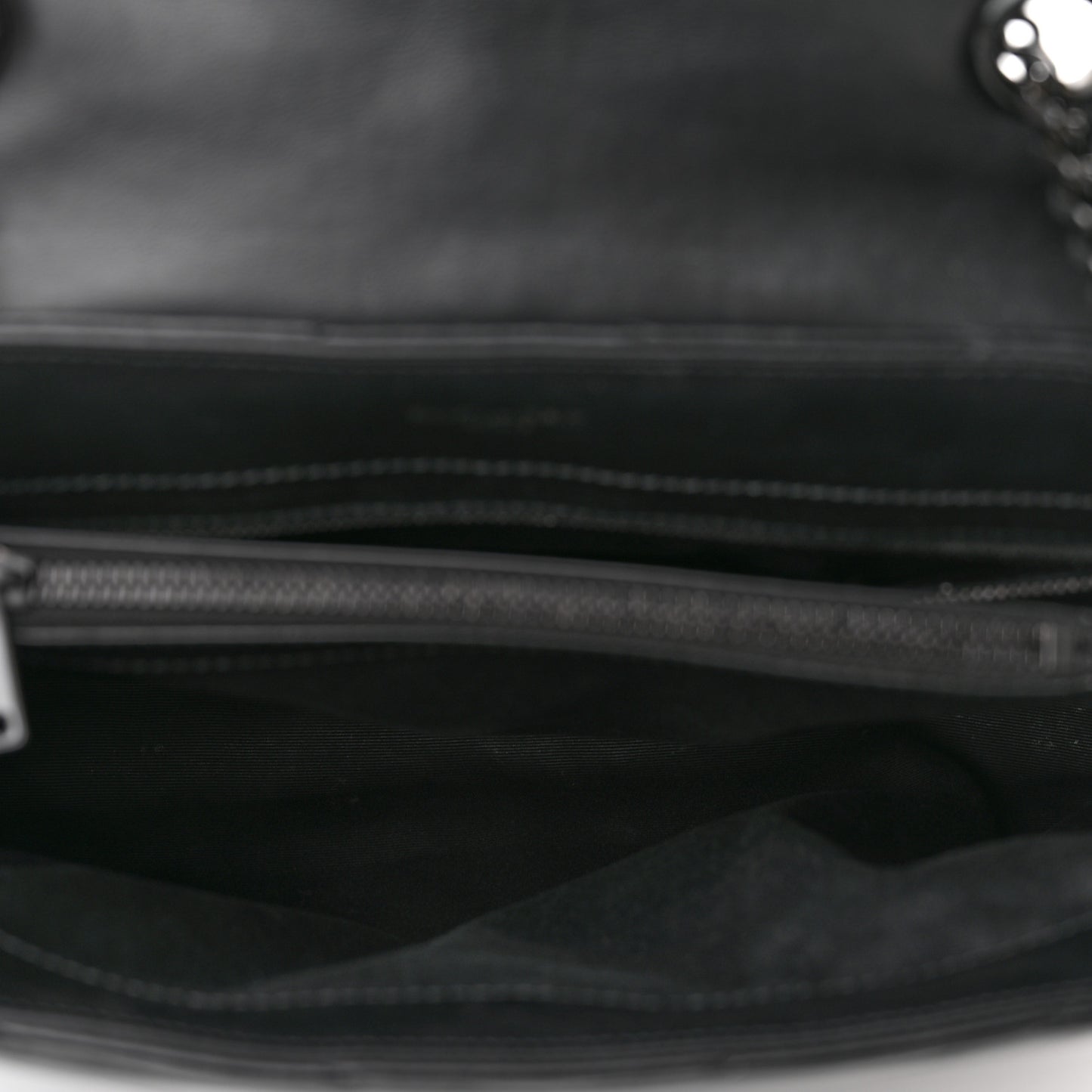 Calfskin Y Quilted Monogram Monochrome Medium Loulou Chain Satchel Black