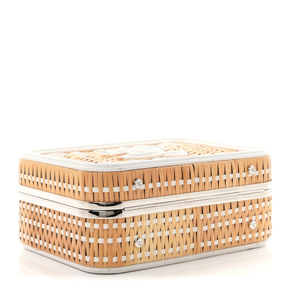 Chanel Raffia Calfskin CC Filigree Vanity Case White 4 of 10