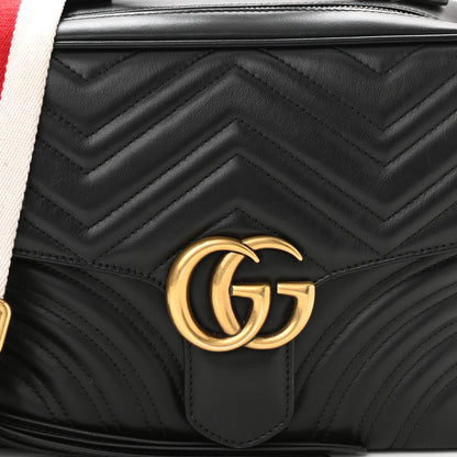 Gucci Calfskin Matelasse Sylvie Web Small GG Marmont Top Handle Shoulder Bag Black 8 of 11