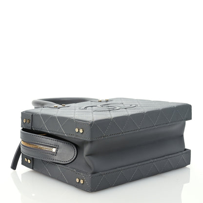 Chanel Calfskin Quilted Studded Square Vanity Case Grey 4 of 11