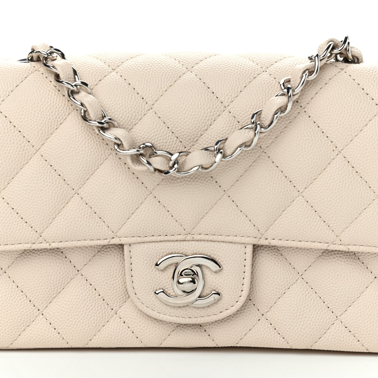 Chanel Caviar Quilted Mini Rectangular Flap Ivory 8 of 12