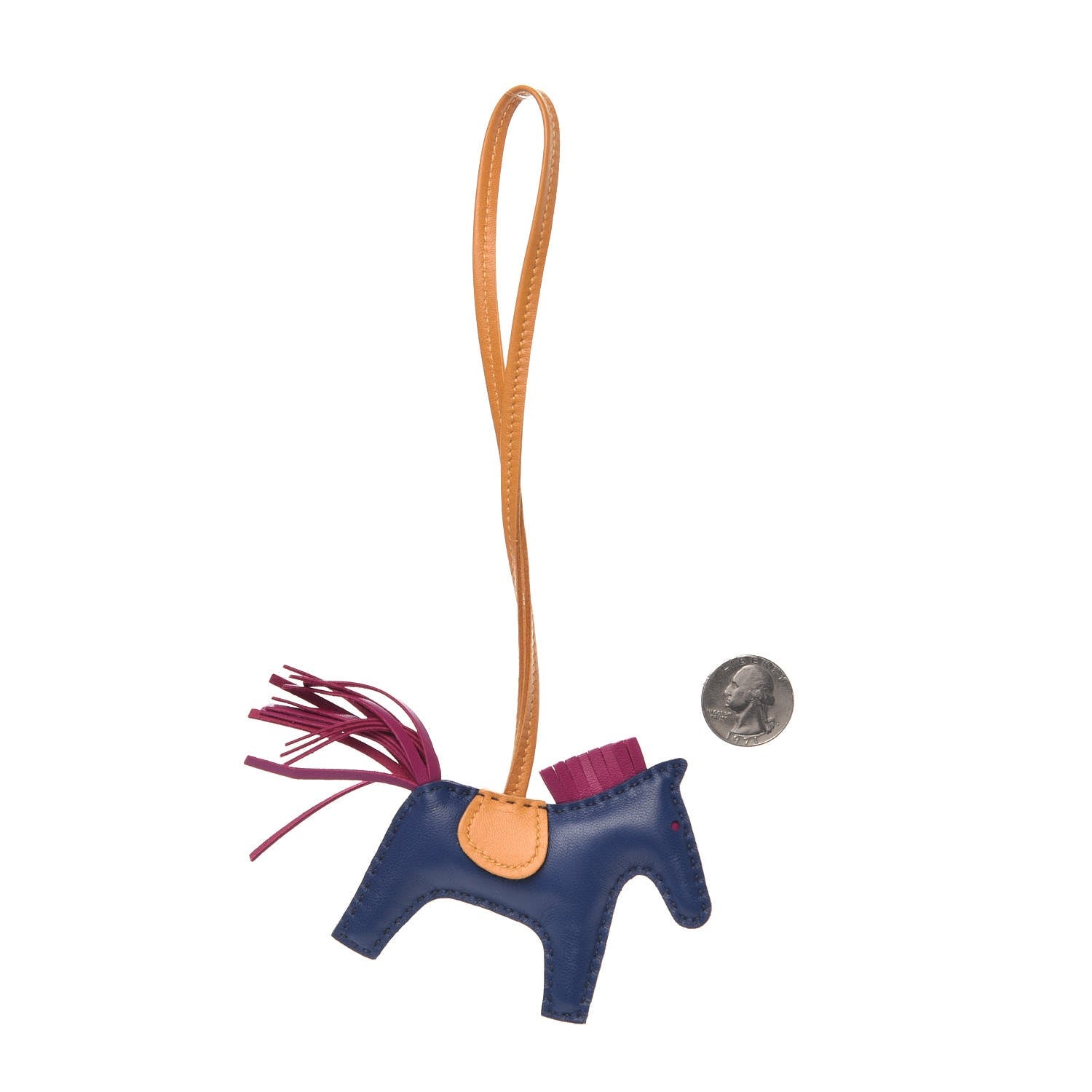 Hermes Milo Lambskin Grigri Rodeo Horse Bag Charm PM Bleu Saphir Rose Pourpre Bouton D'Or 2 of 4