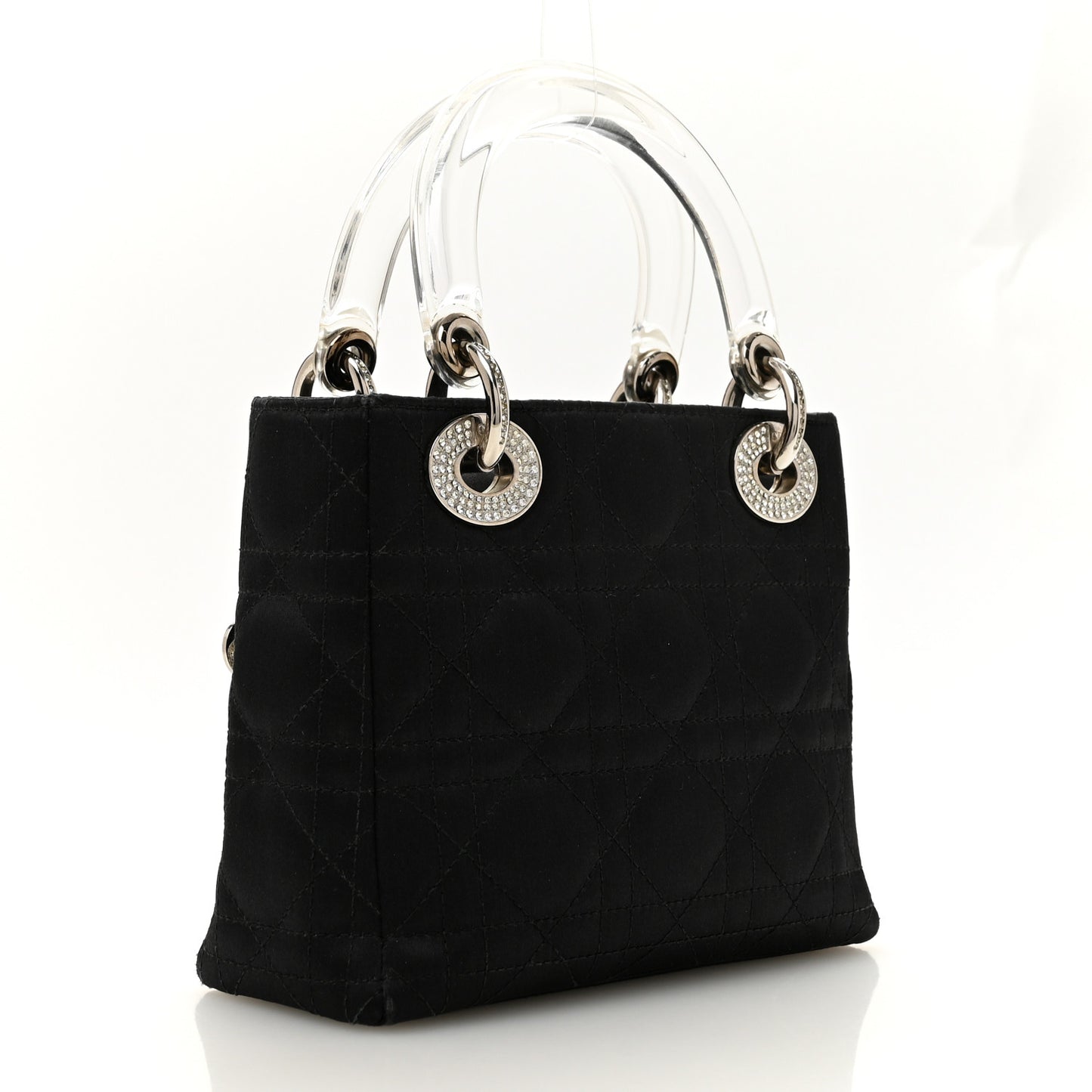 Satin Swarovski Crystal Acrylic PVC Cannage Mini Lady Dior Black