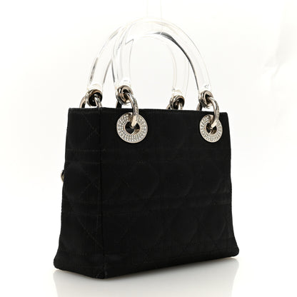 Christian Dior Satin Swarovski Crystal Acrylic PVC Cannage Mini Lady Dior Black 3 of 13