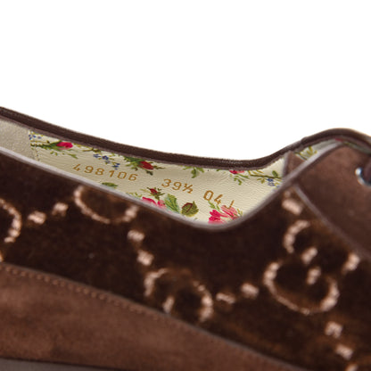 Gucci Velvet GG Monogram Thompson Derby Loafers 39.5 Vintage Cocoa Brown 8 of 9
