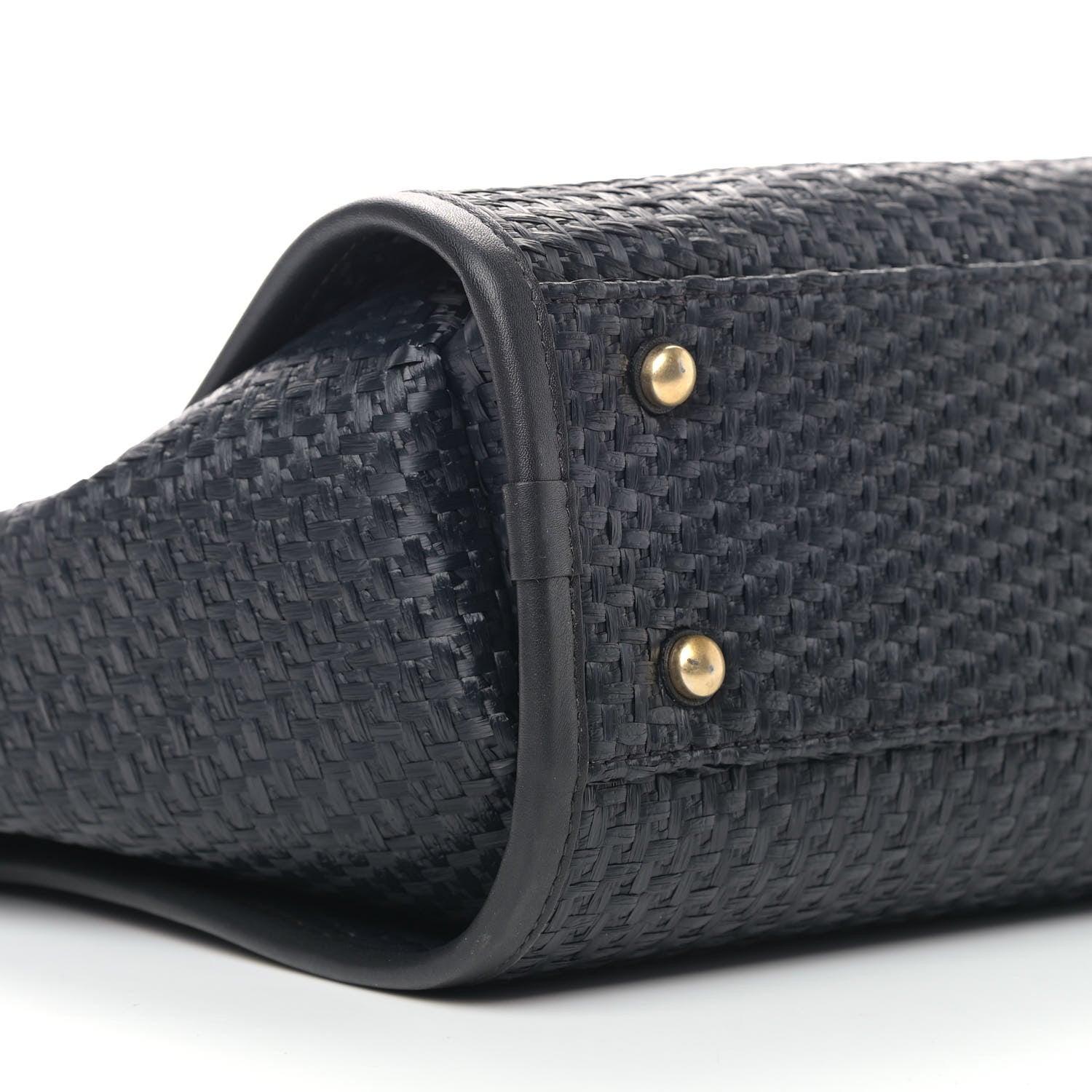 Chanel Straw Raffia Calfskin Chain Small Deauville Tote Black 7 of 8