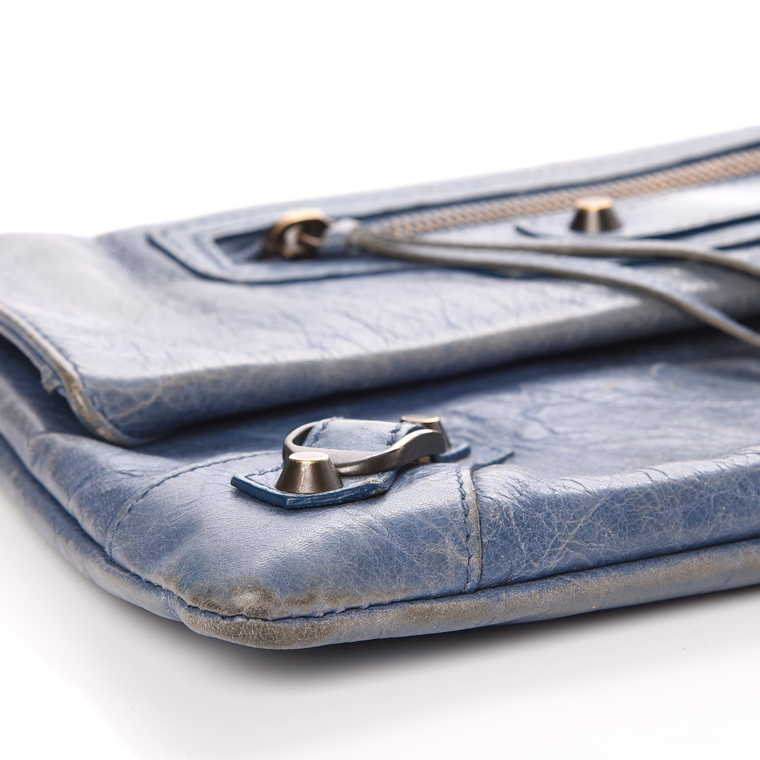 Balenciaga Agneau Classic Hardware Envelope Clutch Atlantique 12 of 16