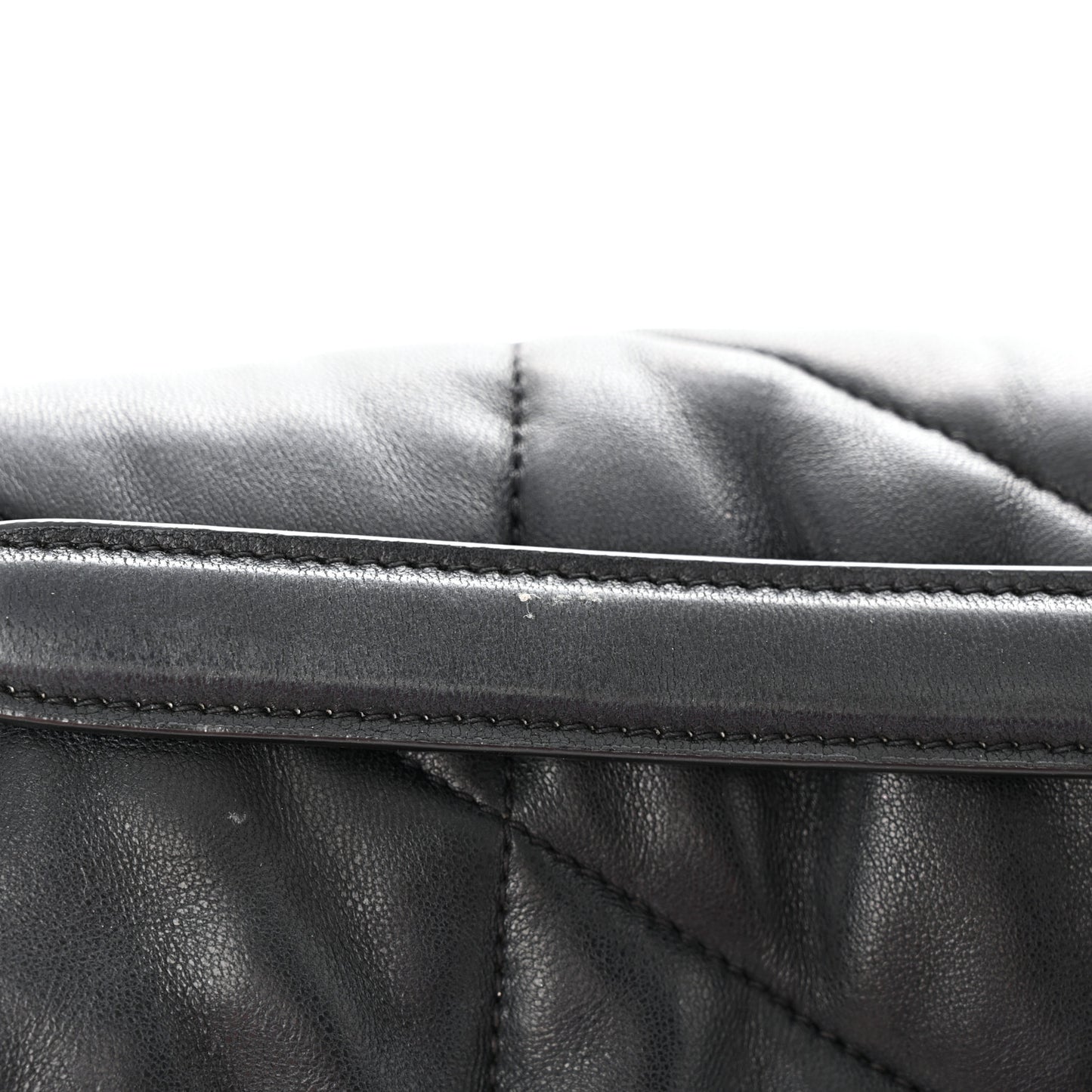 Lambskin Quilted Monogram Monochrome Medium Loulou Puffer Chain Satchel Black