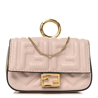 Fendi Nappa Matisse FF Embossed Nano Baguette Charm Rosa Quarzo 1 of 16