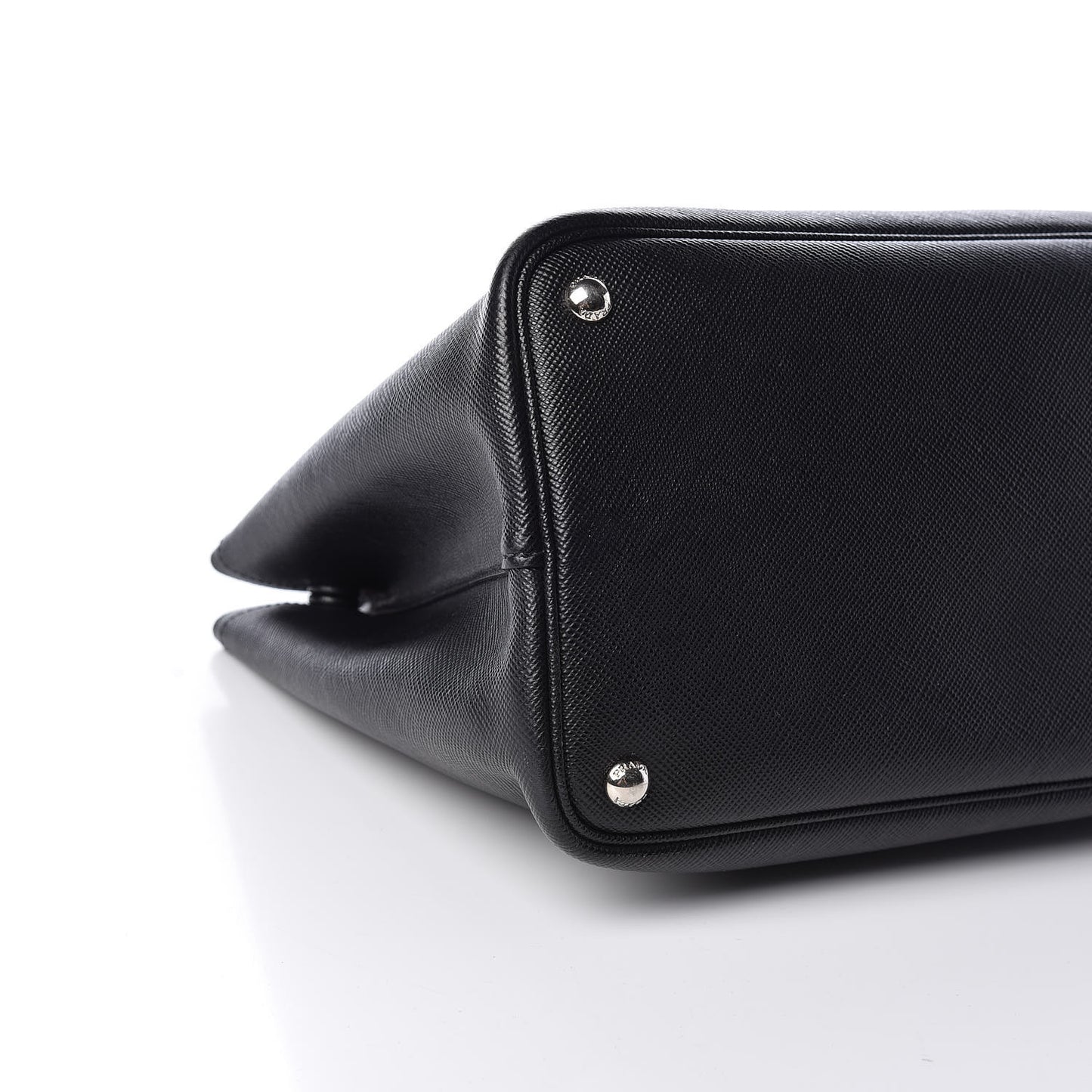 Saffiano Cuir Medium Double Handle Tote Black Mughetto