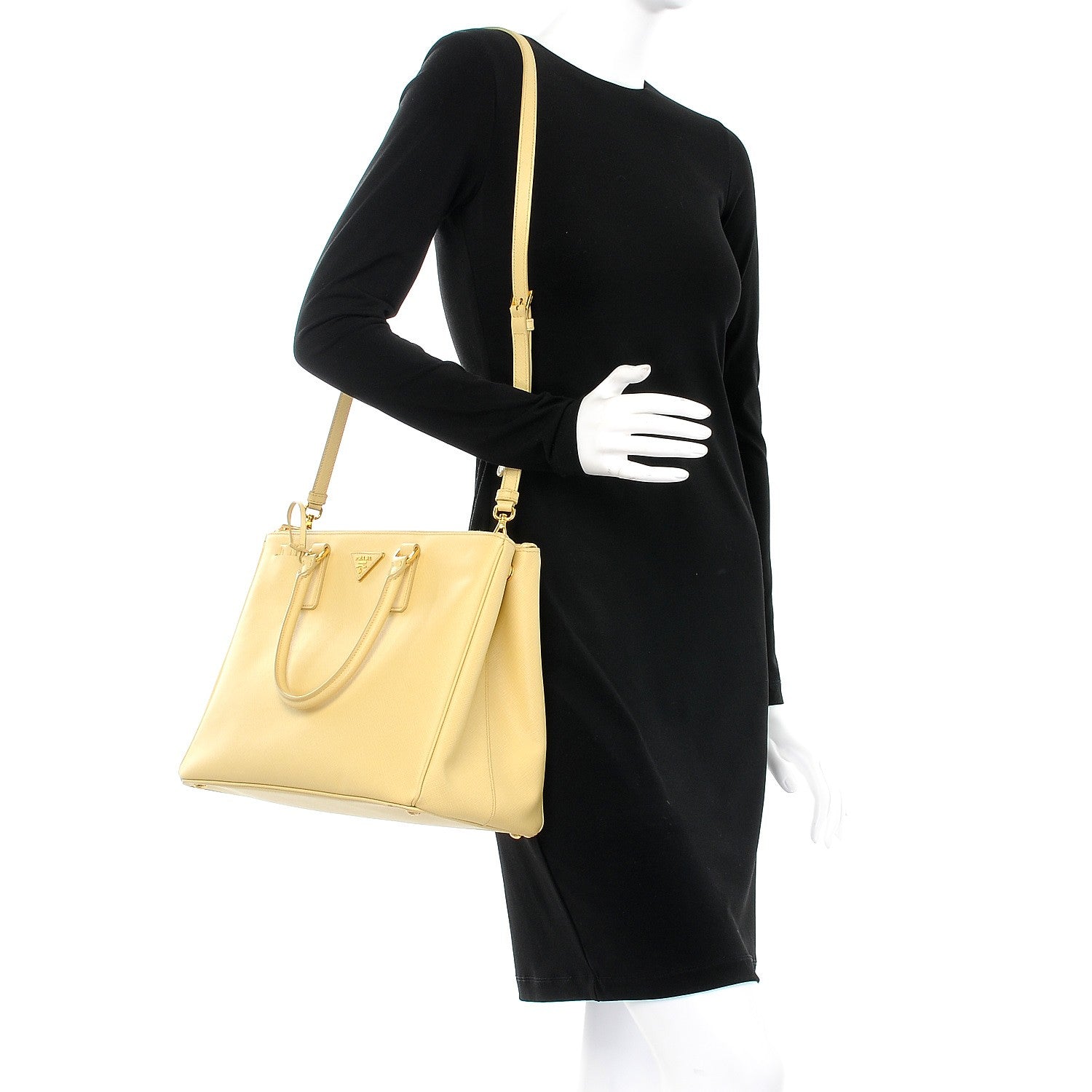 Prada Saffiano Large Galleria Double Zip Tote Polline 2 of 11