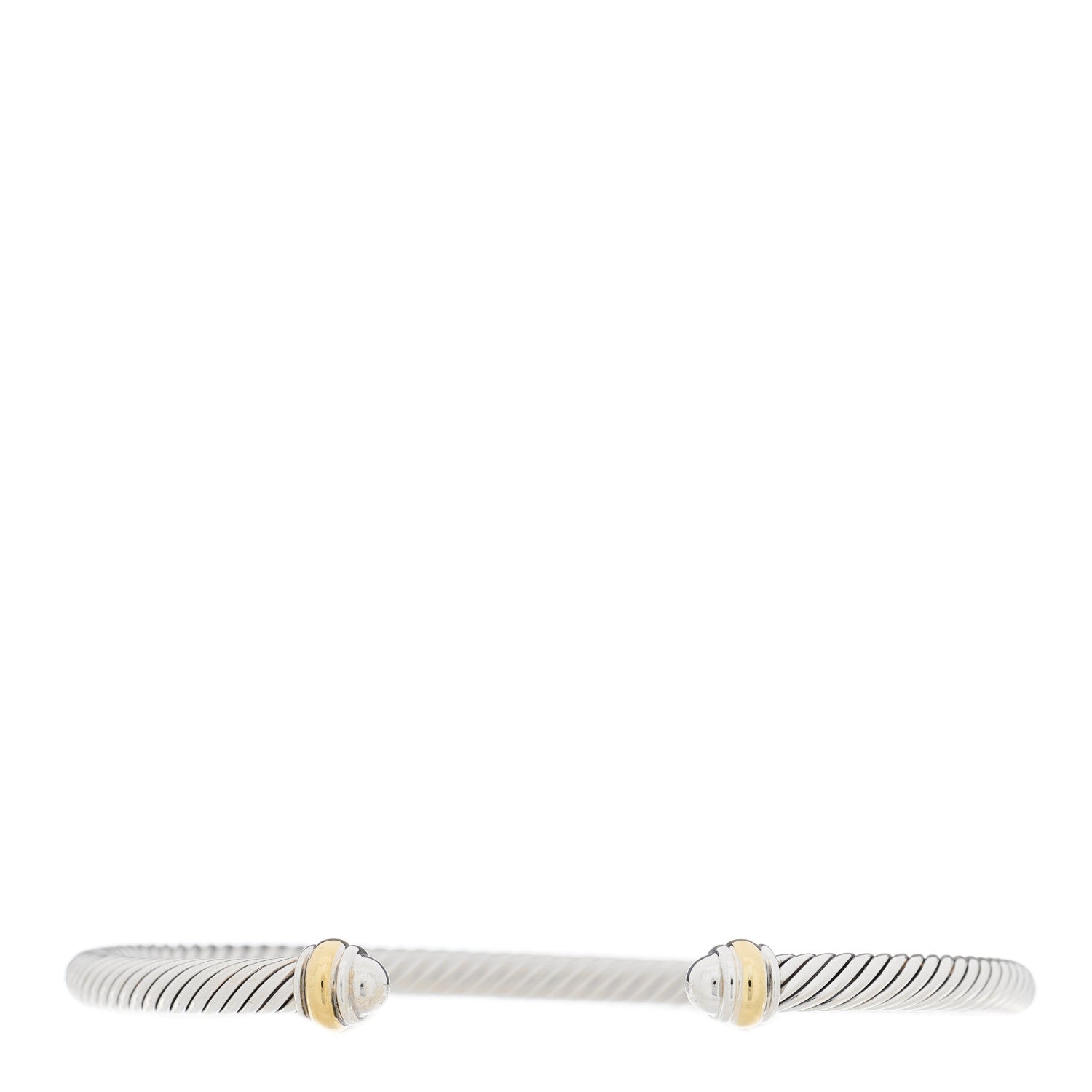 David Yurman Sterling Silver 18K Yellow Gold 4mm Cable Classics Bracelet 1 of 4