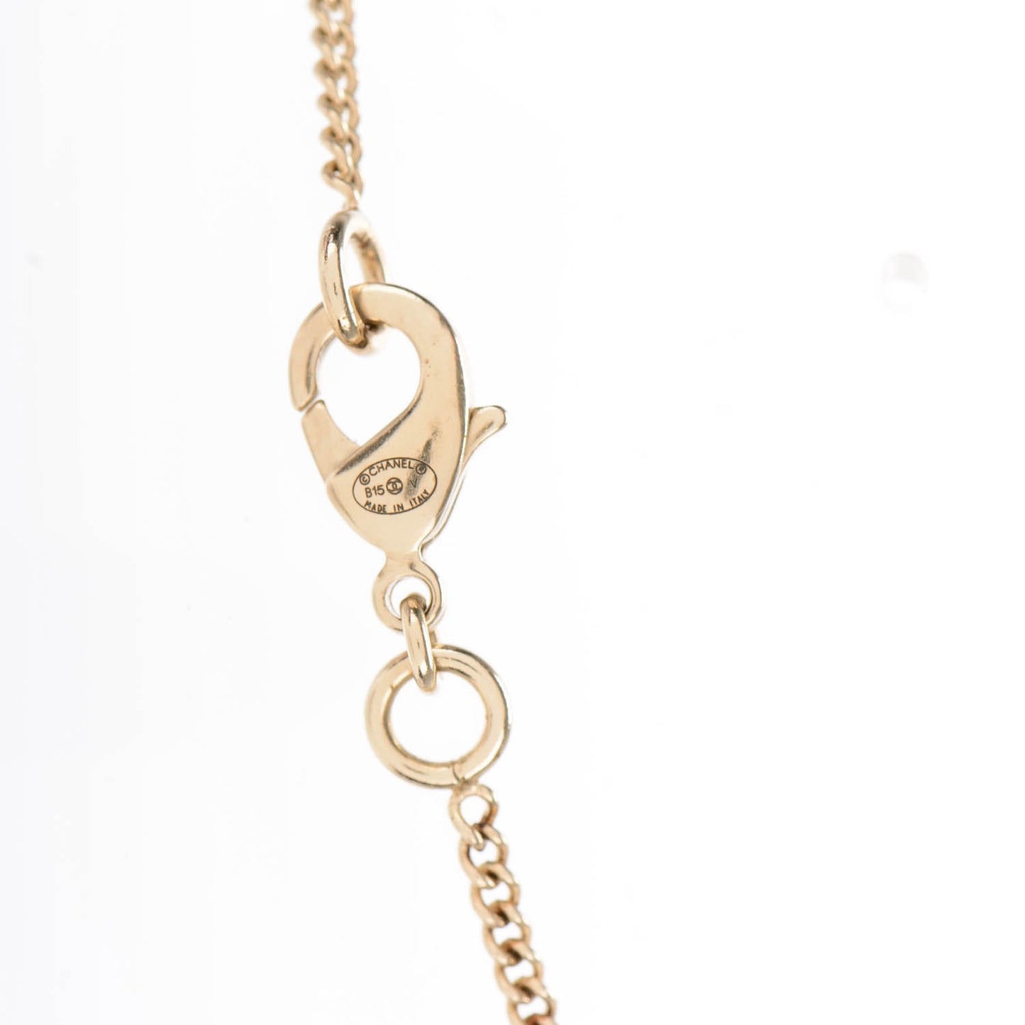 Enamel CC Pearl Drop Necklace Black Gold