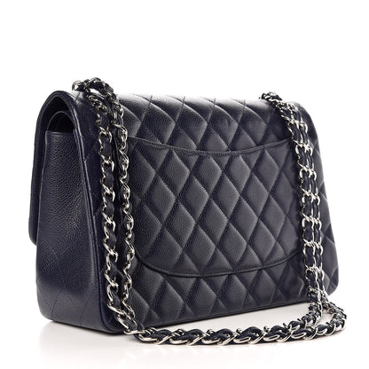 Chanel Caviar Quilted Jumbo Double Flap Navy Blue 4 of 9