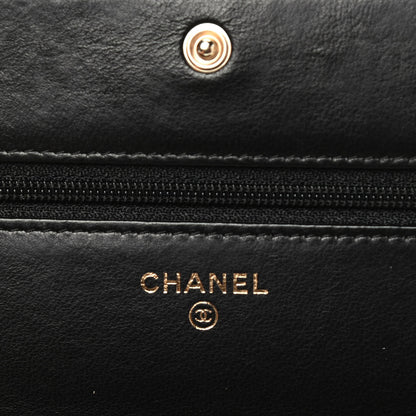 Chanel Lambskin Camellia Wallet on Chain WOC Black 6 of 10