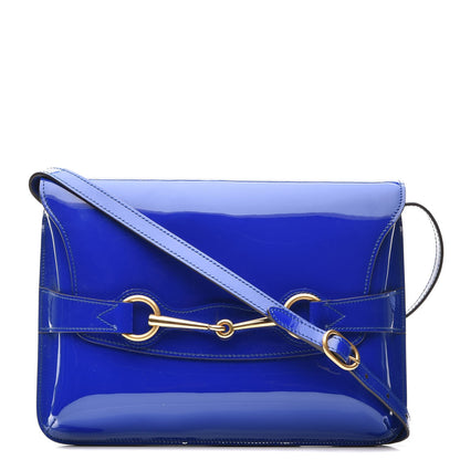Gucci Patent Large Bright Bit Shoulder Bag Deep Zaffiro 1 of 7