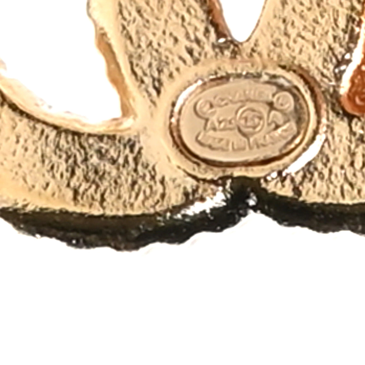 Chanel Metal Enamel CC Earrings Gold White 4 of 4