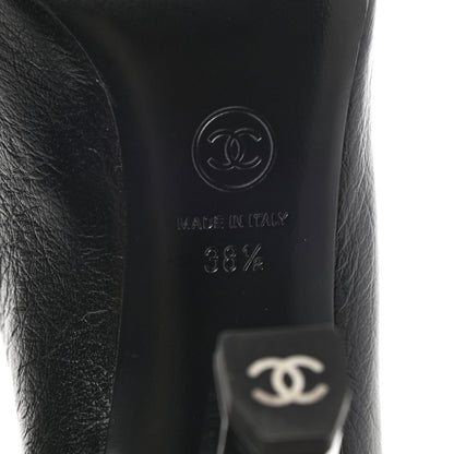 Chanel Lambskin Patent Cap Toe CC Pumps 38.5 Black 6 of 8