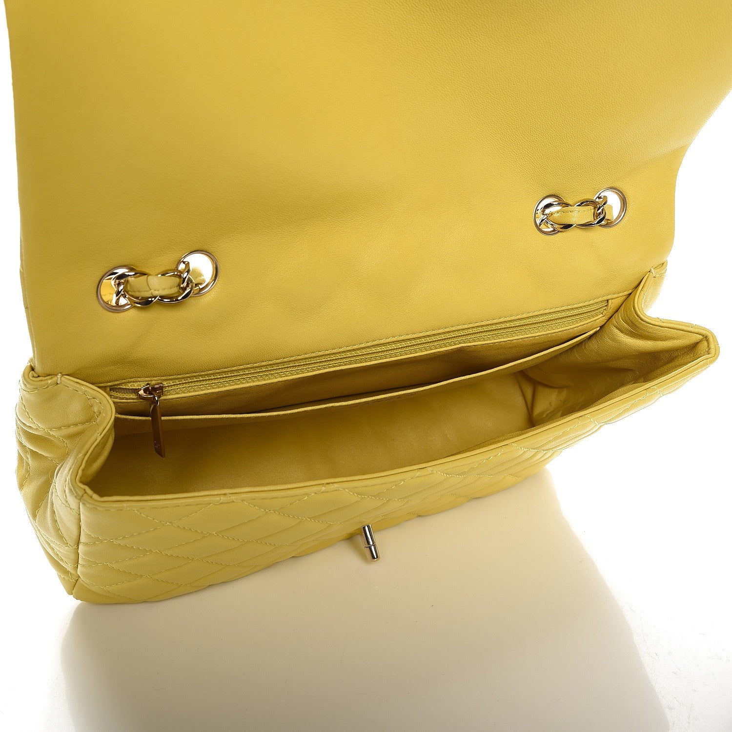 Chanel Lambskin Quilted Jumbo Single Flap Yellow 5 of 12