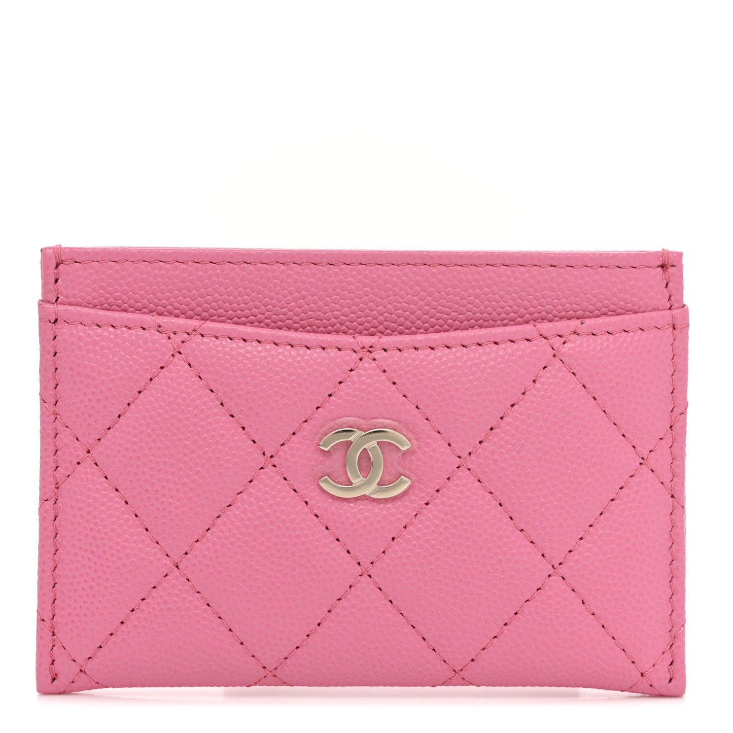 Caviar Quilted Card Holder Pink